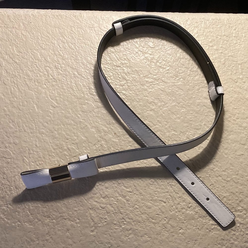 White synthetic leather bow belt | The Limited | S
